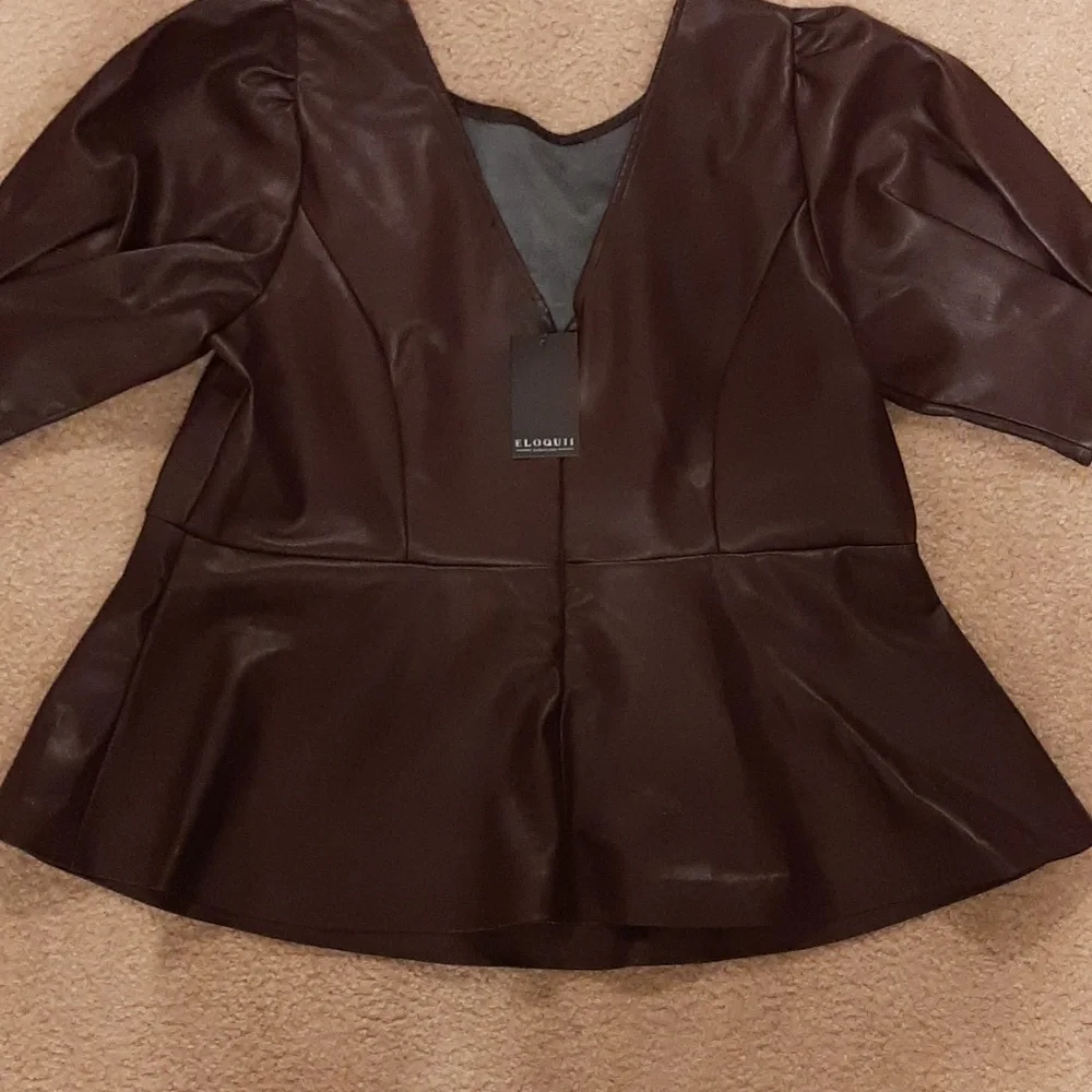 Faux Leather Peplum Top - Picture 3 of 7